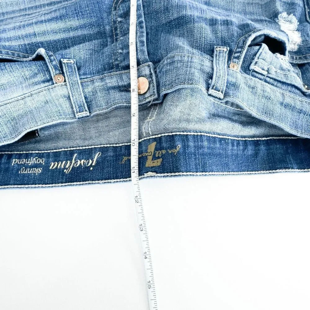 7 For All Mankind Womens Denim Jeans Distress Josefina Skinny Boyfriend Size 26 - Picture 12 of 12
